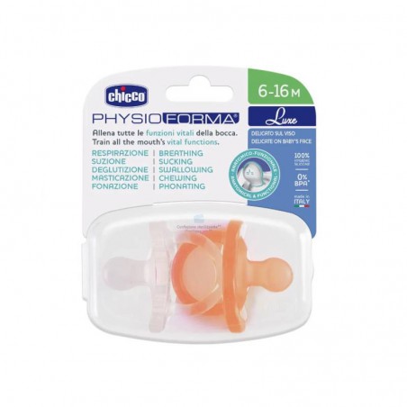 Chicco Chupetas PhysioForma Silicone Transparente/Laranja 6-16M