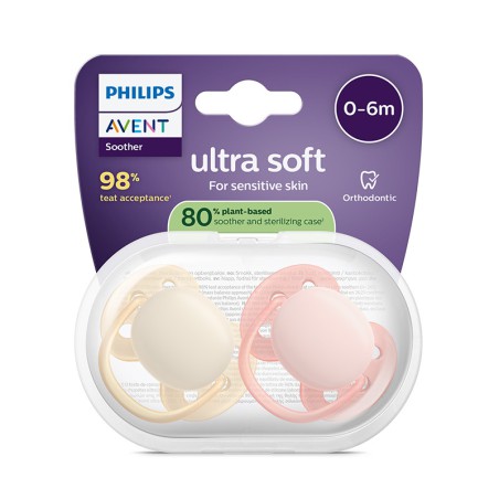 Philips Avent Ultra Soft Chupeta 0-6M Amarela e Rosa