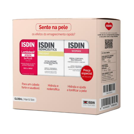 Isdin Lambdapil 5a Plus 60 cápsulas + Hyaluronic Concentrate + Creme Refirmante