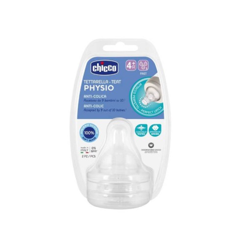 Chicco Physio Tetinas Silicone Fluxo Rápido 4M+ X2
